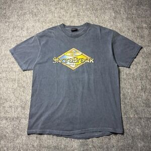 Vintage Shorebreak Board Gear T-Shirt XL Made in USA Blue Gray Surf Tee